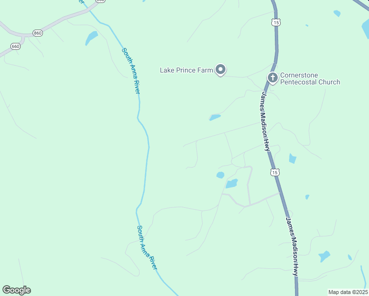 map of restaurants, bars, coffee shops, grocery stores, and more near 1636 James Madison Highway in Gordonsville