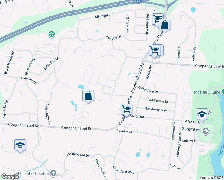 map of restaurants, bars, coffee shops, grocery stores, and more near 10510 Irvin Pines Drive in Louisville
