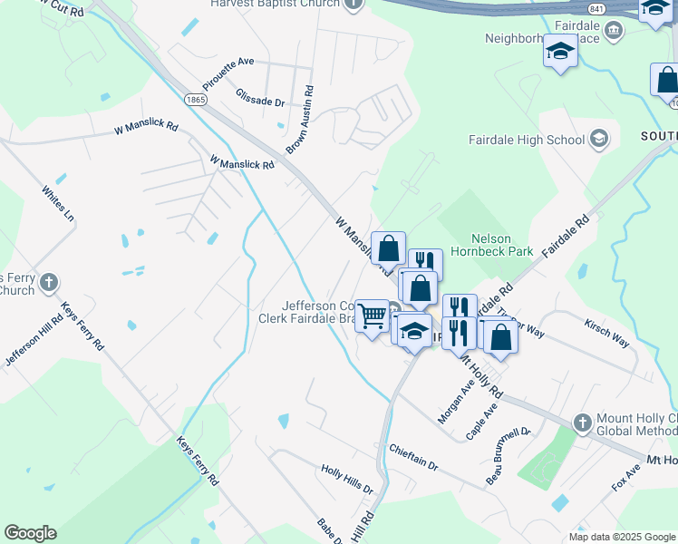 map of restaurants, bars, coffee shops, grocery stores, and more near 220 Starlet Court in Louisville