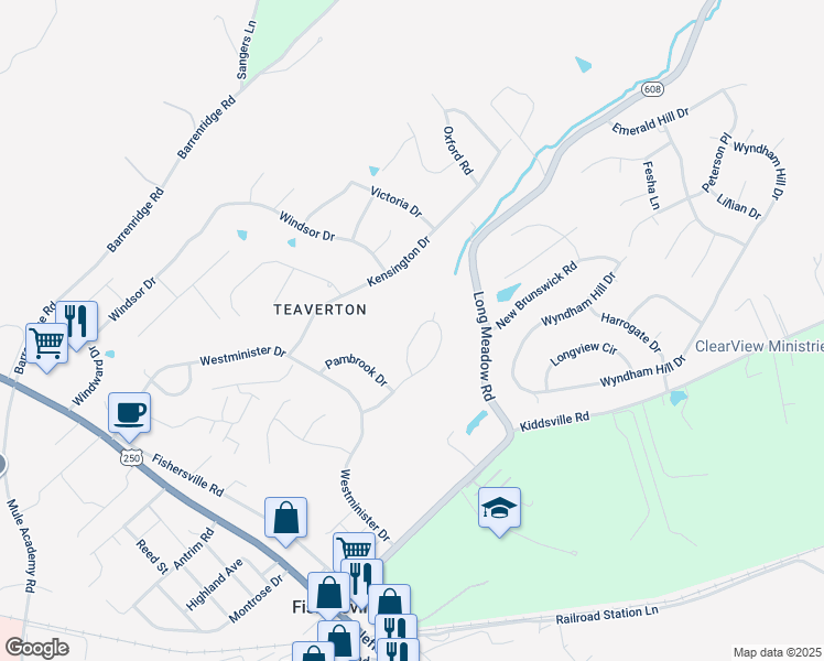 map of restaurants, bars, coffee shops, grocery stores, and more near 44 State Route 1370 in Fishersville
