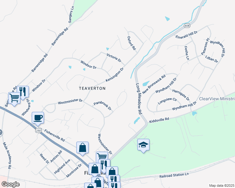 map of restaurants, bars, coffee shops, grocery stores, and more near 44 State Route 1370 in Fishersville