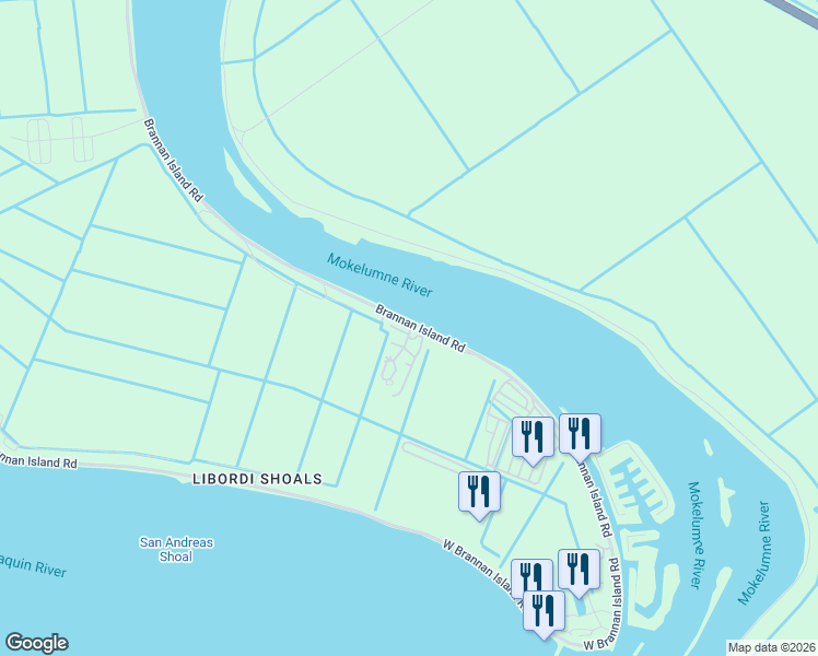 map of restaurants, bars, coffee shops, grocery stores, and more near 395 Brannan Island Road in Isleton