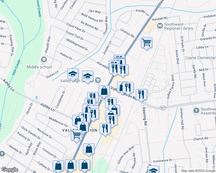 map of restaurants, bars, coffee shops, grocery stores, and more near 10200 Dixie Highway in Louisville
