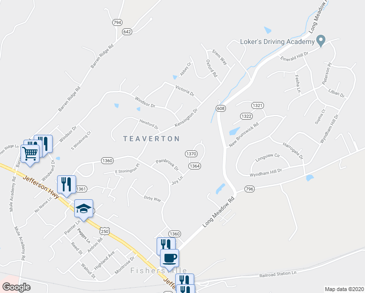 map of restaurants, bars, coffee shops, grocery stores, and more near 58 Enchanted View Circle in Fishersville