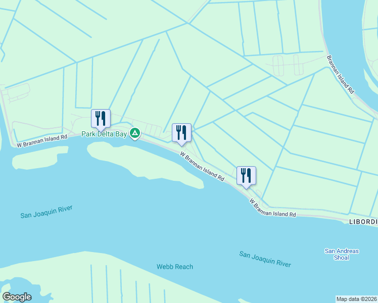 map of restaurants, bars, coffee shops, grocery stores, and more near 841 West Brannan Island Road in Isleton