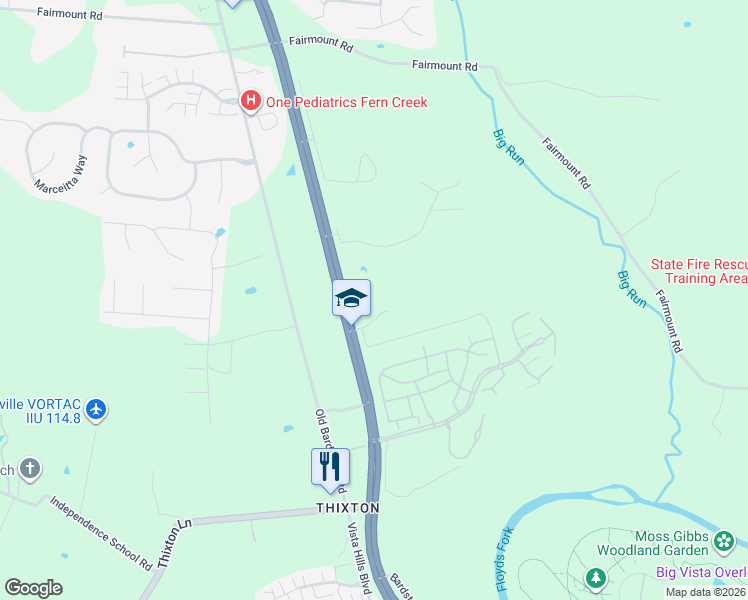 map of restaurants, bars, coffee shops, grocery stores, and more near 11501 Schlatter Road in Louisville