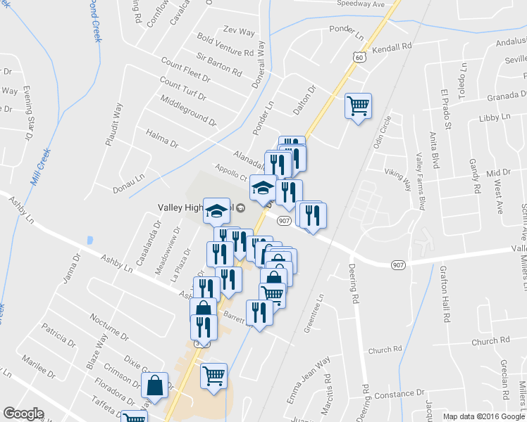 map of restaurants, bars, coffee shops, grocery stores, and more near 10200 Dixie Highway in Louisville