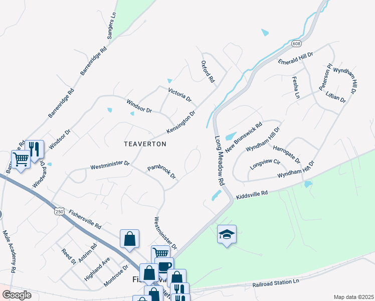 map of restaurants, bars, coffee shops, grocery stores, and more near 50 Enchanted View Circle in Fishersville
