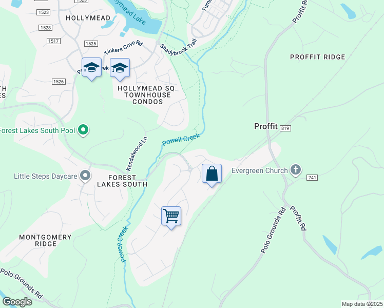 map of restaurants, bars, coffee shops, grocery stores, and more near 3070 Chimney Ridge in Charlottesville