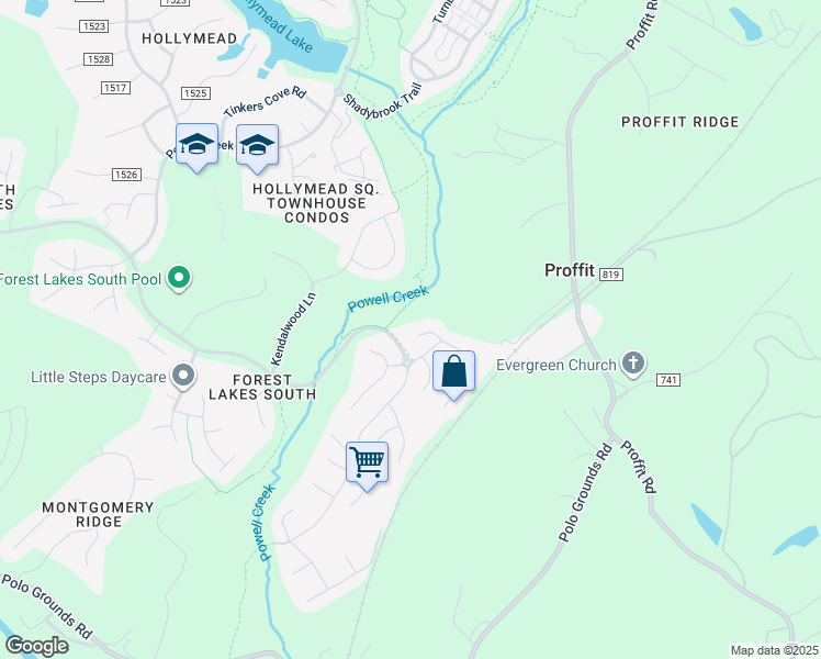 map of restaurants, bars, coffee shops, grocery stores, and more near 3070 Chimney Ridge in Charlottesville