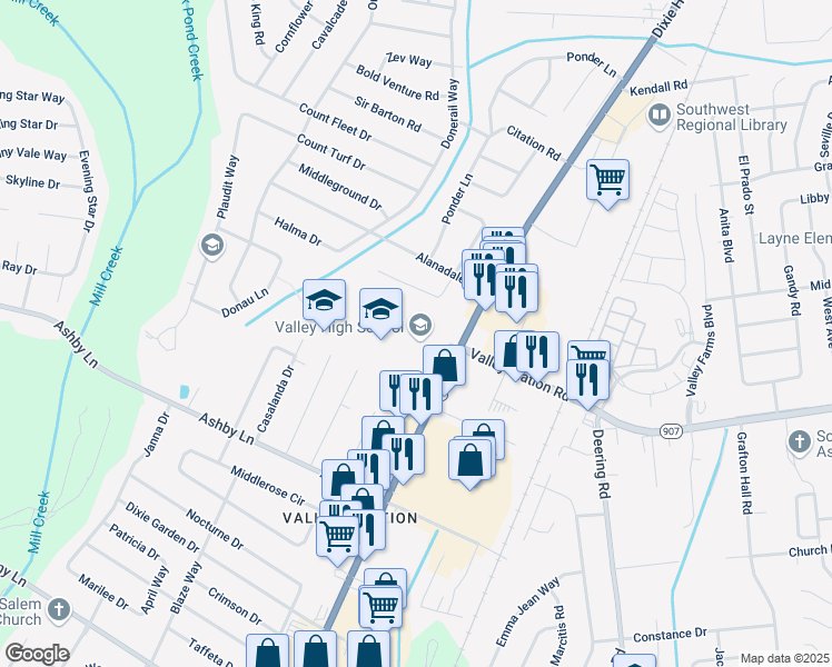 map of restaurants, bars, coffee shops, grocery stores, and more near 10200 Dixie Highway in Louisville