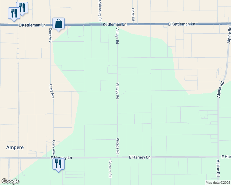 map of restaurants, bars, coffee shops, grocery stores, and more near 14235 Vintage Road in Lodi