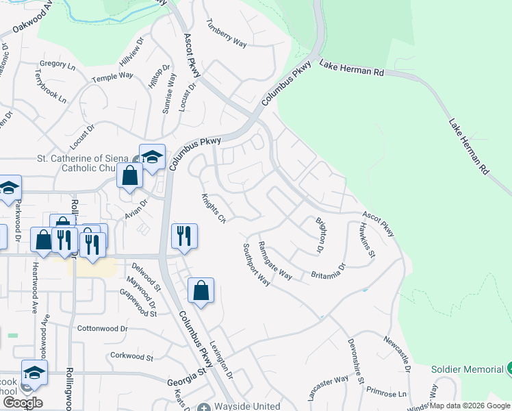 map of restaurants, bars, coffee shops, grocery stores, and more near 841 Knights Circle in Vallejo