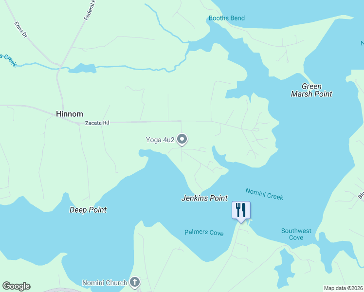 map of restaurants, bars, coffee shops, grocery stores, and more near 133 Jenkins Point Road in Montross