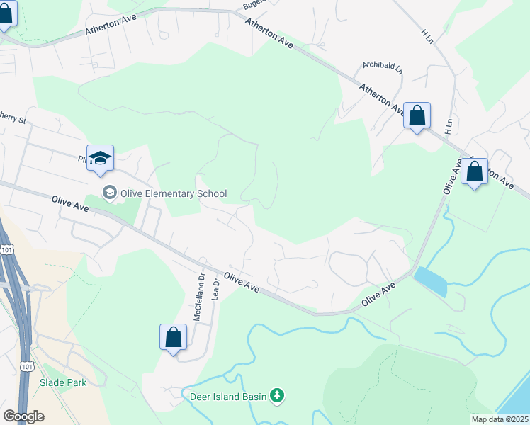 map of restaurants, bars, coffee shops, grocery stores, and more near 2 Upland Lane in Novato