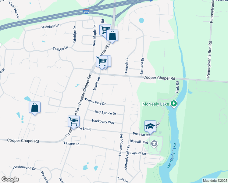 map of restaurants, bars, coffee shops, grocery stores, and more near 9509 Brady John Court in Louisville