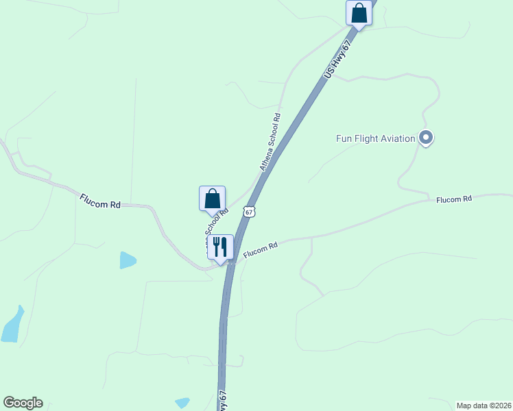 map of restaurants, bars, coffee shops, grocery stores, and more near 4045 U.S. Highway 67 in De Soto
