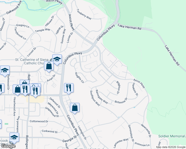 map of restaurants, bars, coffee shops, grocery stores, and more near 873 Knights Circle in Vallejo