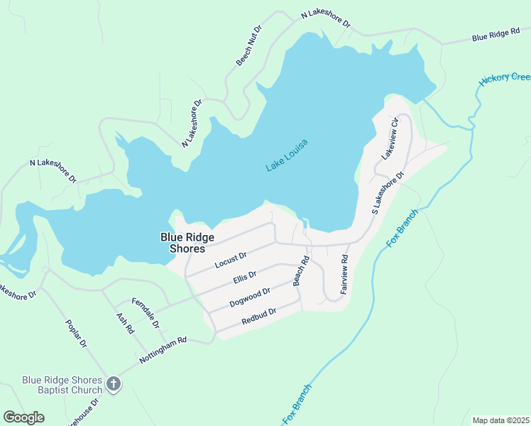 map of restaurants, bars, coffee shops, grocery stores, and more near 1134 South Lakeshore Drive in Louisa
