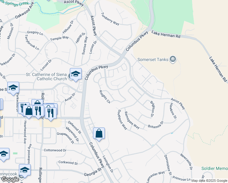 map of restaurants, bars, coffee shops, grocery stores, and more near 132 Alan Court in Vallejo