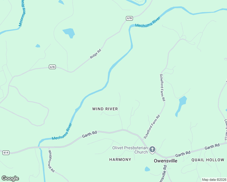 map of restaurants, bars, coffee shops, grocery stores, and more near 2620 Wind River Road in Charlottesville