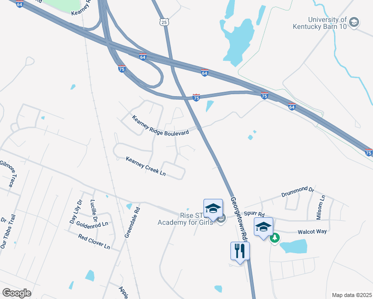 map of restaurants, bars, coffee shops, grocery stores, and more near 2750 Meadowsweet Lane in Lexington