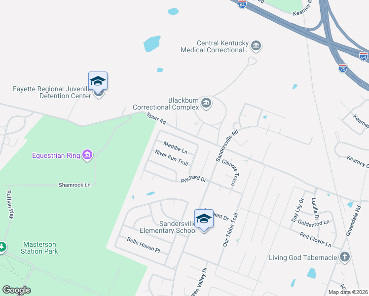 map of restaurants, bars, coffee shops, grocery stores, and more near 3017 Maddie Lane in Lexington