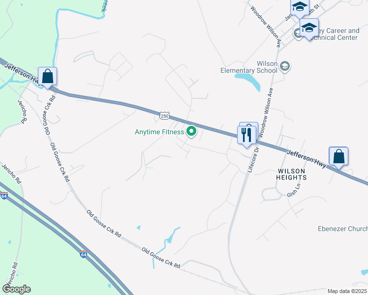map of restaurants, bars, coffee shops, grocery stores, and more near 20 Red Sunset Lane in Staunton