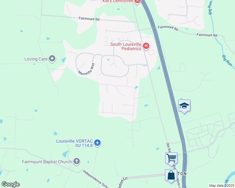 map of restaurants, bars, coffee shops, grocery stores, and more near 10016 Crooked Oak Way in Louisville
