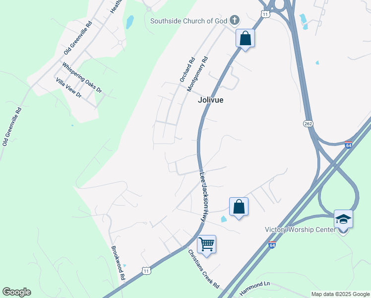 map of restaurants, bars, coffee shops, grocery stores, and more near 565 Lee Jackson Highway in Staunton