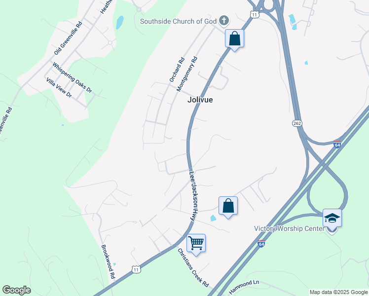 map of restaurants, bars, coffee shops, grocery stores, and more near 565 Lee Jackson Highway in Staunton