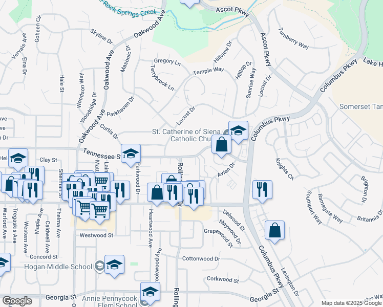 map of restaurants, bars, coffee shops, grocery stores, and more near 3318 Tennessee Street in Vallejo