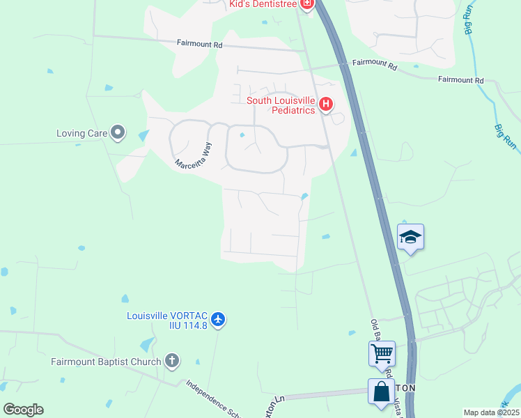 map of restaurants, bars, coffee shops, grocery stores, and more near 10016 Crooked Oak Way in Louisville