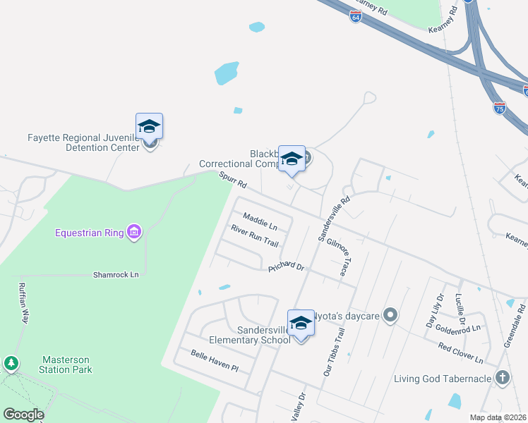 map of restaurants, bars, coffee shops, grocery stores, and more near 3056 Maddie Lane in Lexington