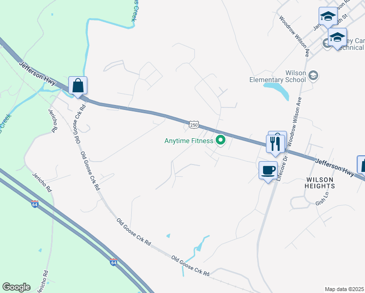 map of restaurants, bars, coffee shops, grocery stores, and more near 84-144 Troxell Ln in Staunton