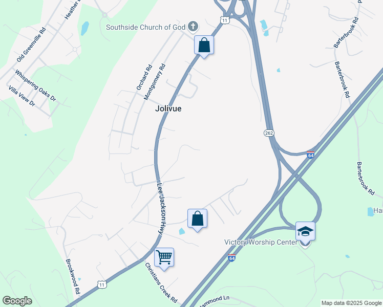 map of restaurants, bars, coffee shops, grocery stores, and more near 602 Lee Jackson Highway in Staunton