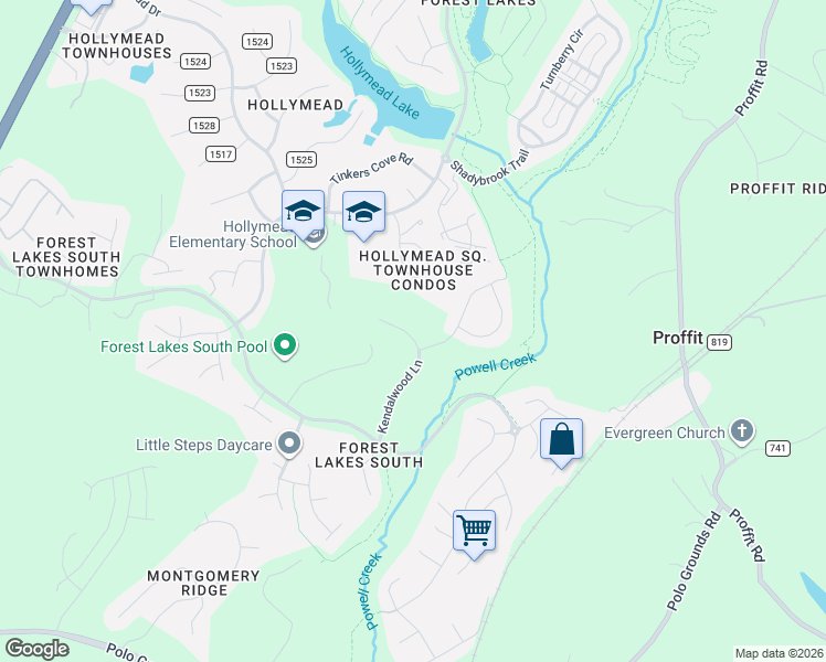map of restaurants, bars, coffee shops, grocery stores, and more near 2677 Kendalwood Lane in Charlottesville