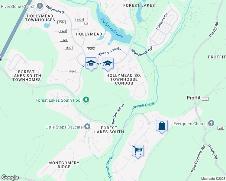 map of restaurants, bars, coffee shops, grocery stores, and more near 2697 Kendalwood Lane in Charlottesville