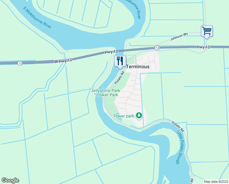 map of restaurants, bars, coffee shops, grocery stores, and more near 14900 Highway 12 in Lodi
