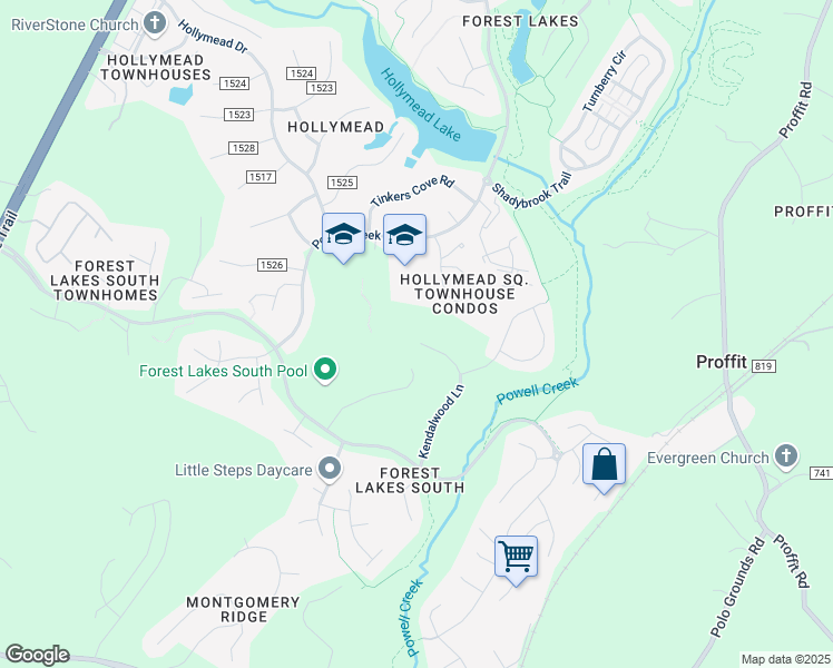 map of restaurants, bars, coffee shops, grocery stores, and more near 2697 Kendalwood Lane in Charlottesville