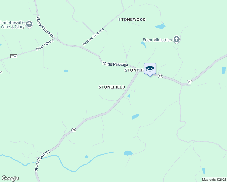 map of restaurants, bars, coffee shops, grocery stores, and more near 3796 Stony Point Road in Charlottesville