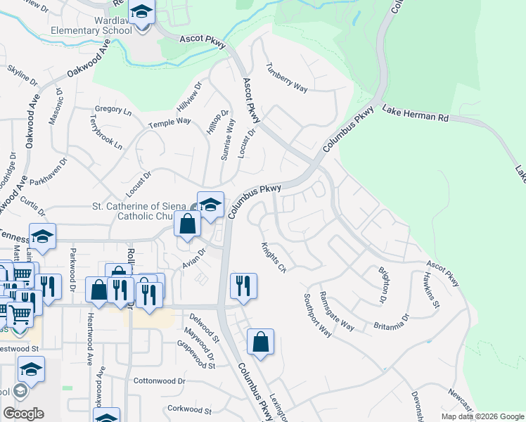 map of restaurants, bars, coffee shops, grocery stores, and more near 101 Coventry Way in Vallejo
