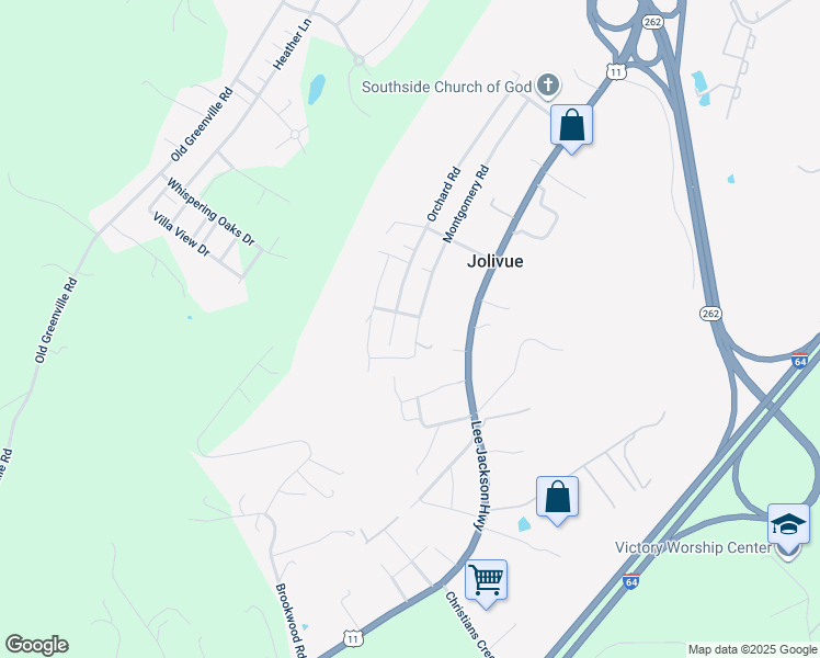 map of restaurants, bars, coffee shops, grocery stores, and more near 225 Montgomery Road in Staunton
