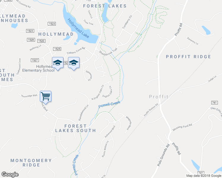 map of restaurants, bars, coffee shops, grocery stores, and more near 2674 English Oaks Circle in Charlottesville