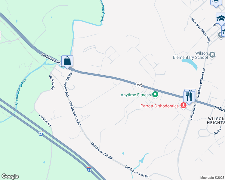 map of restaurants, bars, coffee shops, grocery stores, and more near 50 Greenview Drive in Staunton
