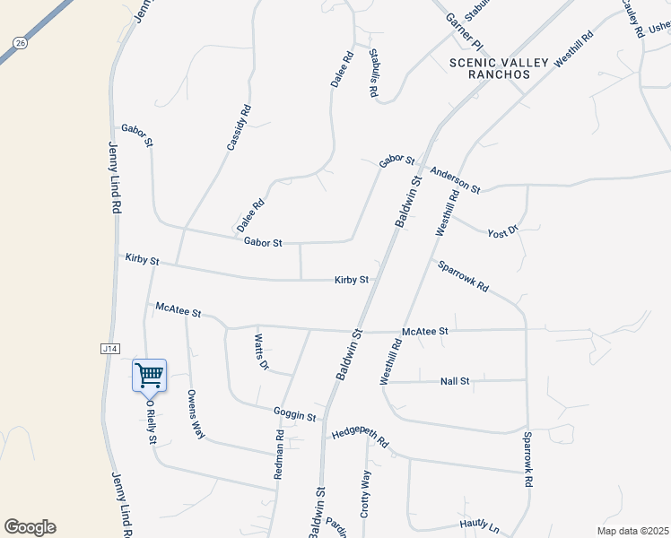 map of restaurants, bars, coffee shops, grocery stores, and more near 7688 Kirby Street in Valley Springs