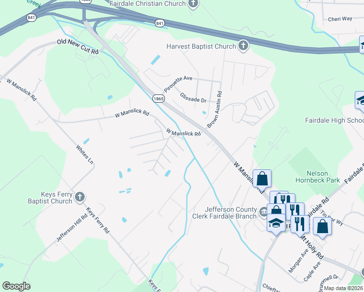 map of restaurants, bars, coffee shops, grocery stores, and more near 321 Becket Avenue in Louisville