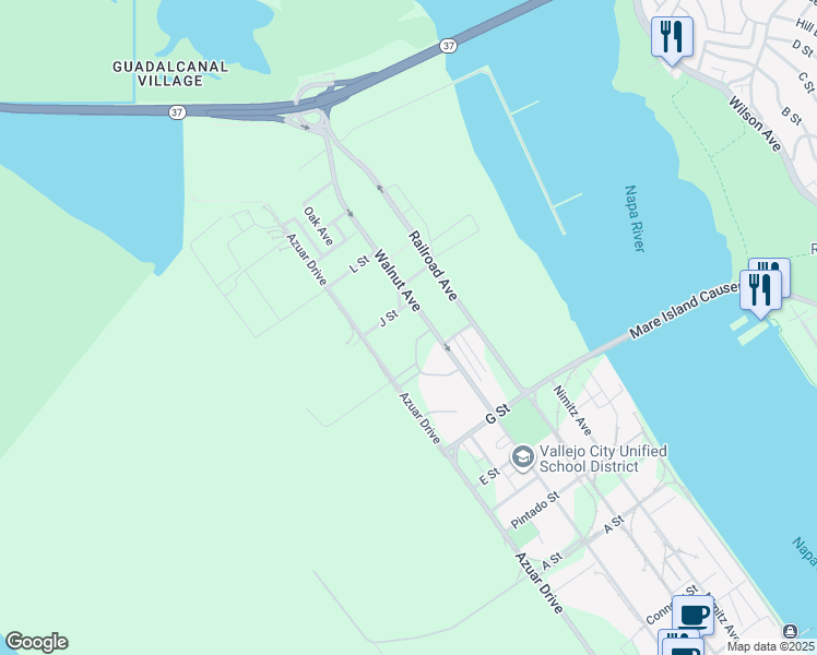 map of restaurants, bars, coffee shops, grocery stores, and more near 503 I Street in Vallejo