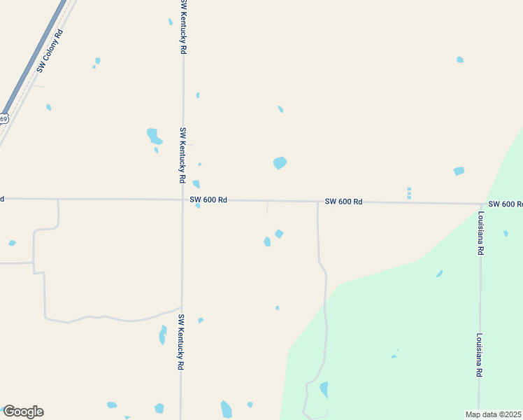 map of restaurants, bars, coffee shops, grocery stores, and more near 20262 Southwest 600 Road in Welda