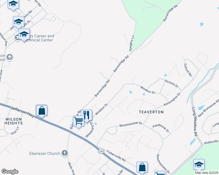 map of restaurants, bars, coffee shops, grocery stores, and more near 217 Windsor Drive in Fishersville